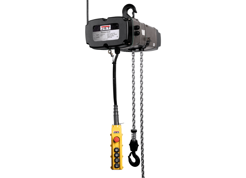 TS300-460-010,3-Ton Two Speed Electric Chain Hoist  3-Phase 10' Lift, MT300-4  Electric  2 Speed Trolley 3PH, and  4 Button Wired Pendant 6ft