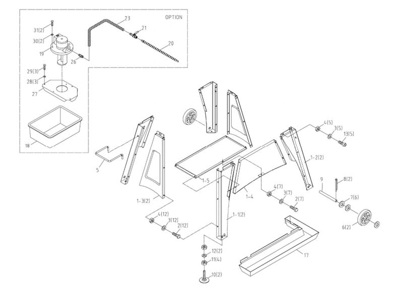  J-3130 Stand and Coolant System Assembly
