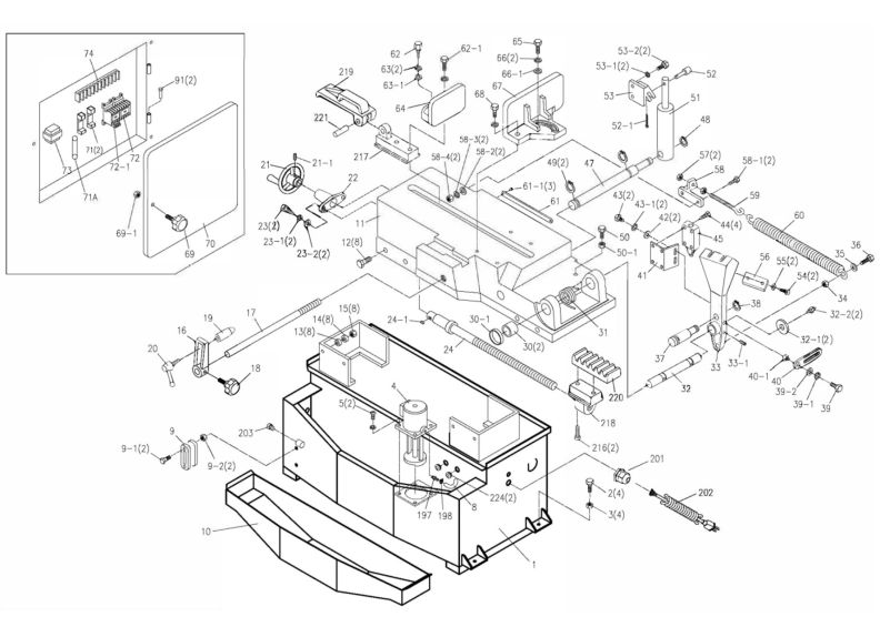 HBS-1018W Bed and Base Assembly