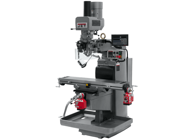 JTM-1050EVS2/230 Mill With 3-Axis Newall DP700 DRO (Quill) With X and Y-Axis Powerfeeds and Air Powered Draw Bar