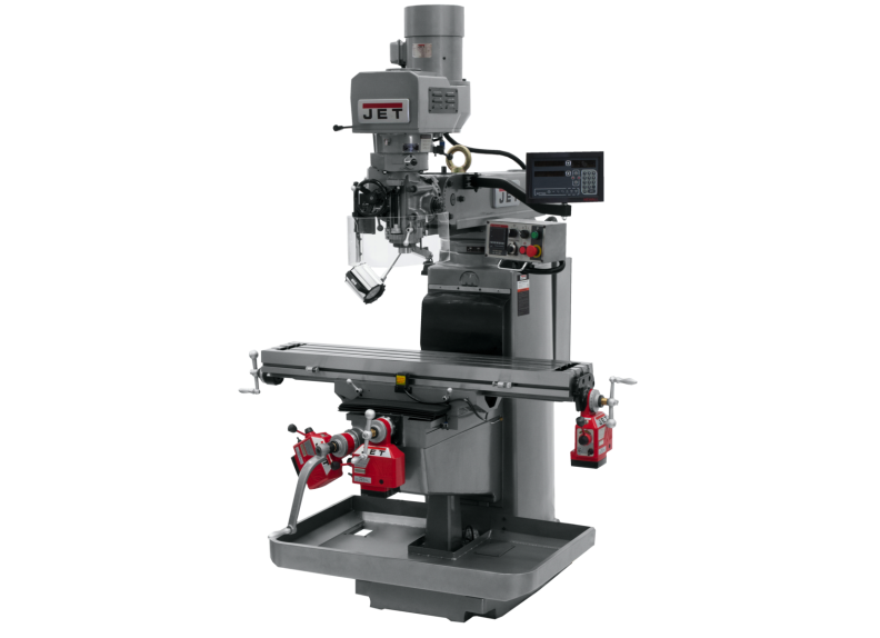 JTM-1050EVS2/230 Mill With 3-Axis Newall DP700 DRO (Knee) With X, Y and Z-Axis Powerfeeds