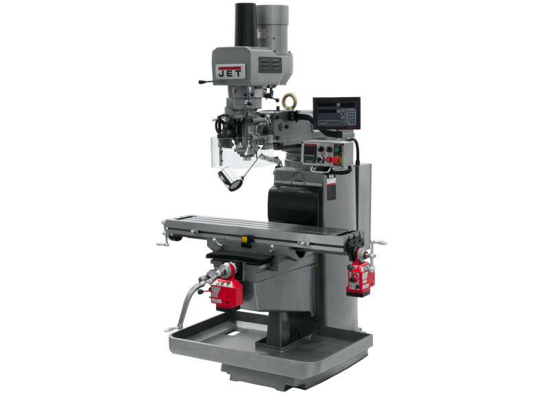 JTM-1050EVS2/230 Mill With 3-Axis Newall DP700 DRO (Quill) With X and Y-Axis Powerfeeds and Air Powered Draw Bar